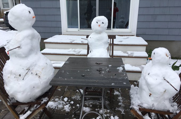 Snowmen having a picnic