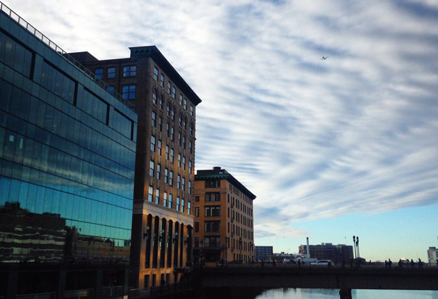 Sky ripples over Fort Point Channel