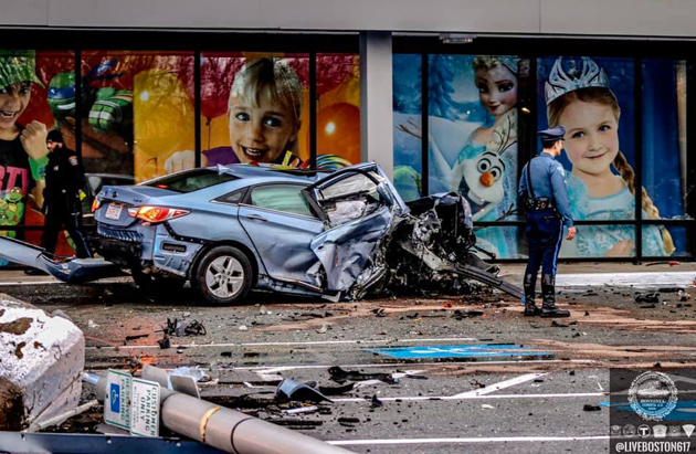 Smashed up car in Brighton