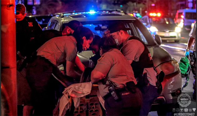 Working on the patient on Huntington Avenue