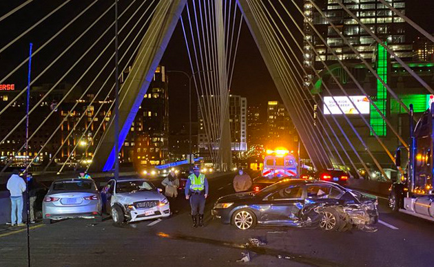Car crash on the Zakim Bridge
