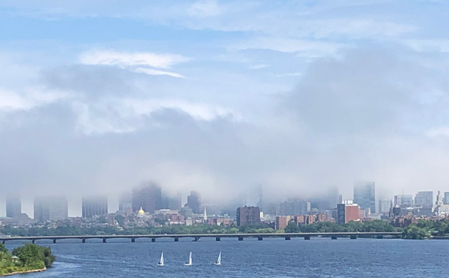 Fog over downtown Boston