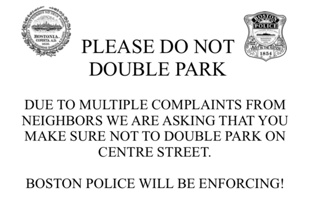 Police say: Stop double parking on Centre Street