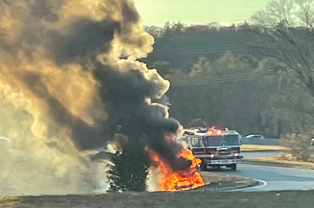 Big car fire on Rte. 2 at 128