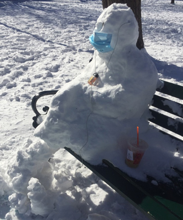 New England snowman in the Fenway