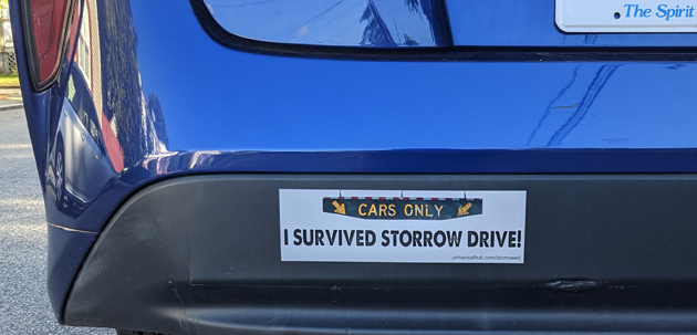 Bumper sticker: I survived Storrow Drive!