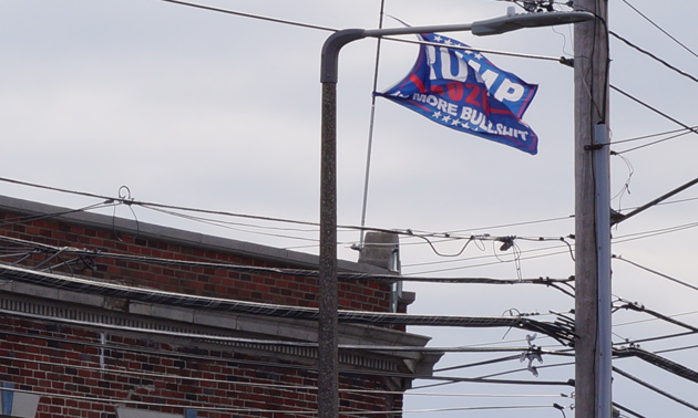 Trump flag flying in West Roxbury