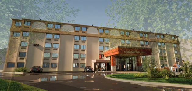 Rendering of proposed 900 Morrissey Blvd apartments