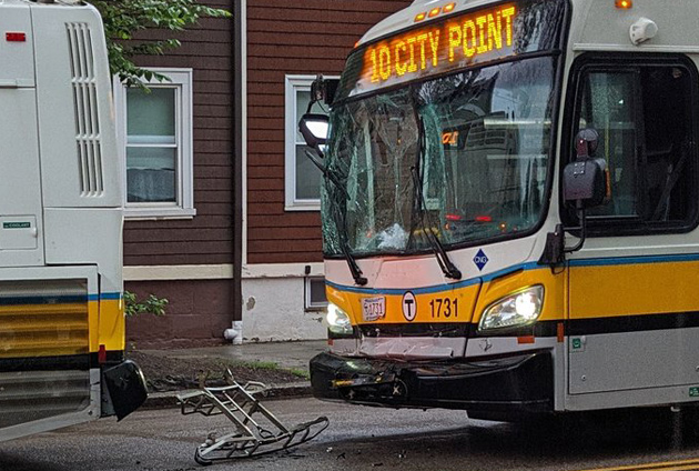 Collided buses in South Boston
