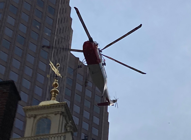 Helicopter above the Old State House