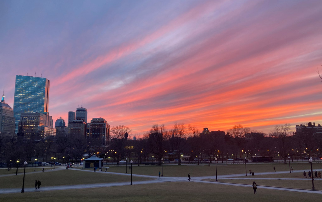 Sunset over Boston Common