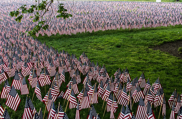 Memorial Day flags on Boston Common