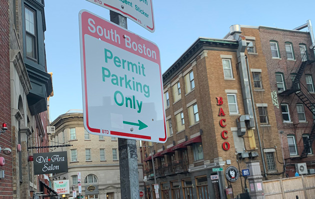 South Boston parking sign in the North End