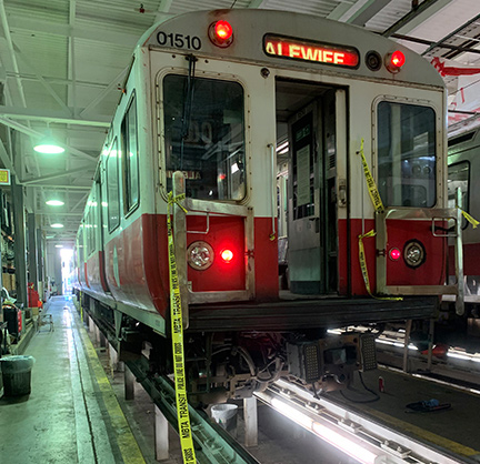 Red Line car in the shop