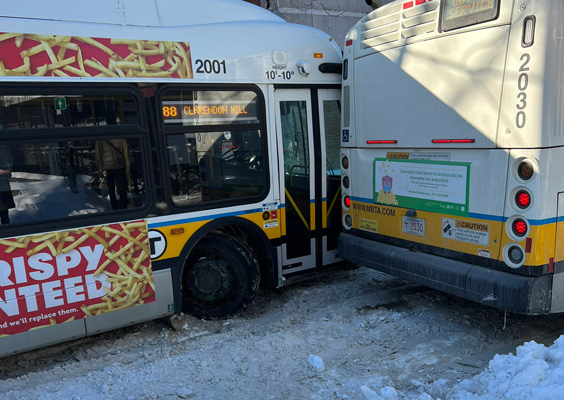 Two stuck buses at Davis busway