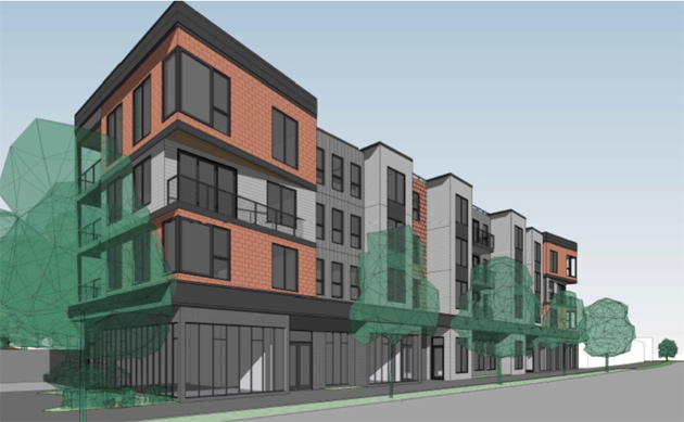 Rendering of proposed residential building at 1188 Bennington St.