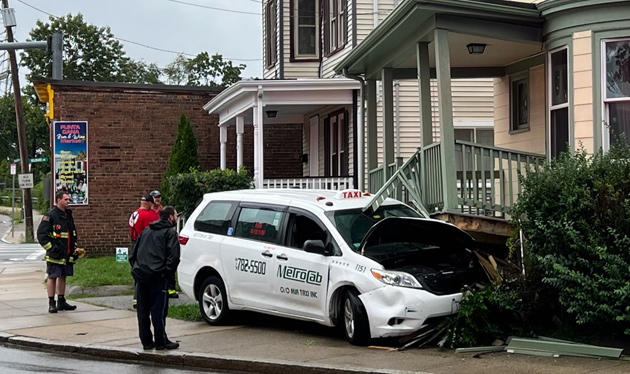 Cab got the worst of it in crash with house on Walworth Street