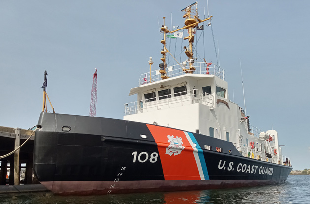 Coast Guard ice breaker docked at Coast Guard station in the North End