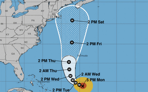 Lee's Cone of Probability now includes eastern Massachusetts on Saturday