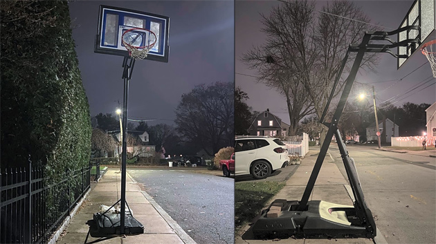Two renegade basketball hoops in West Roxbury