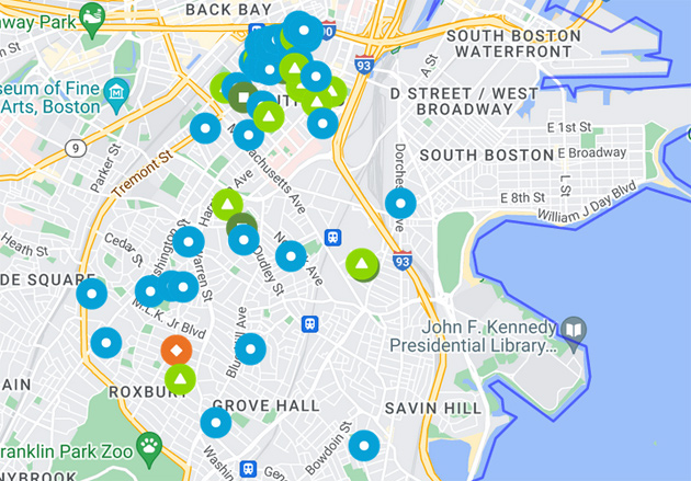 Eversource map showing outages in Roxbury, South End
