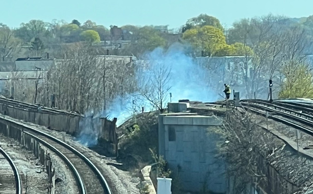 Brush fire as seen from Savin Hill station