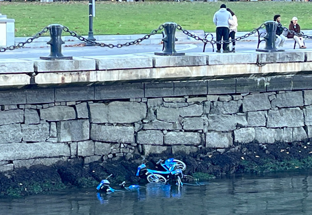 Bluebikes in Boston Harbor