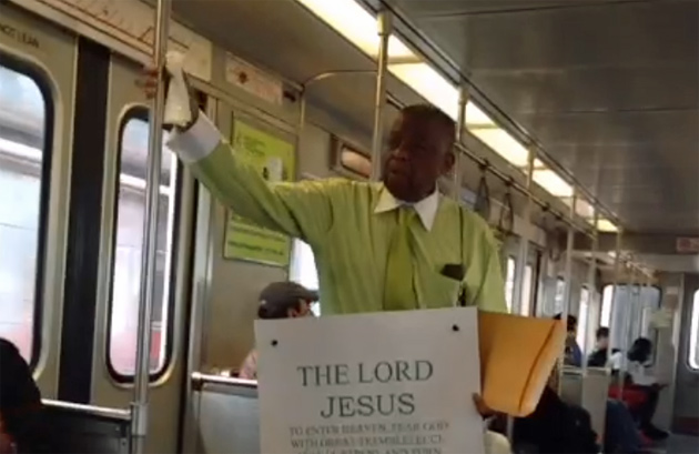 Screaming Jesus Guy on the Red Line