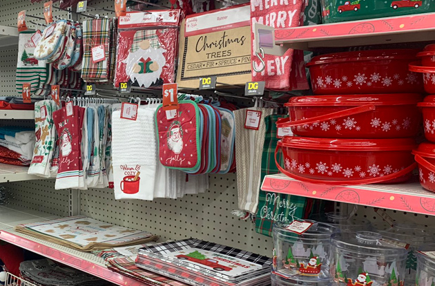 Display of Christmas stuff at the Chelsea Dollar General