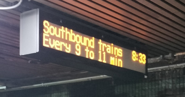 Vague MBTA sign says trains run every 9 to 11 minutes