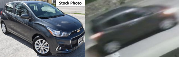 Police searching for a gray Chevy Spark