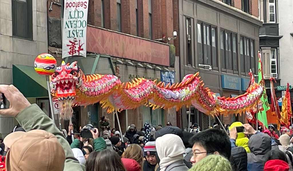 Dragon being paraded through Chinatown