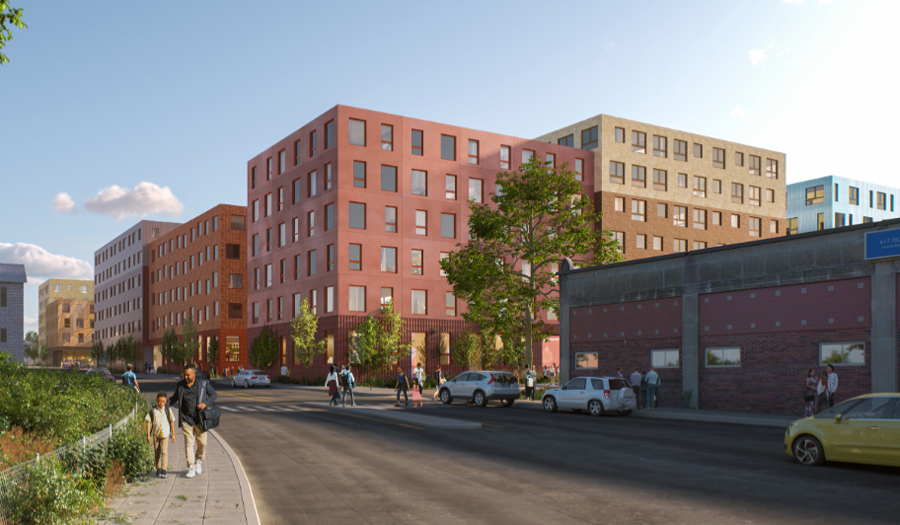 Rendering of proposed new Faneuil Gardens development