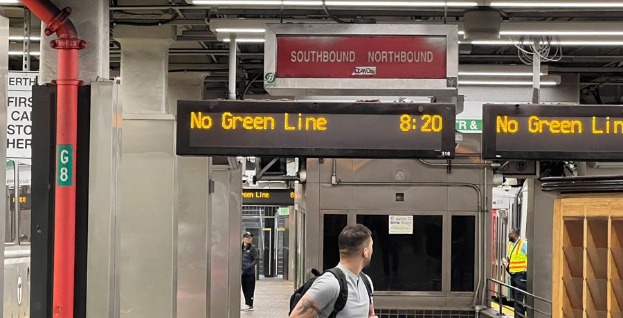 Signs say: No Green Line