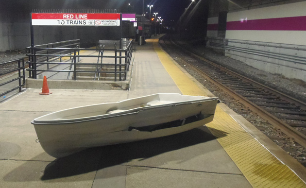 Boat that was hit by a commuter rail train