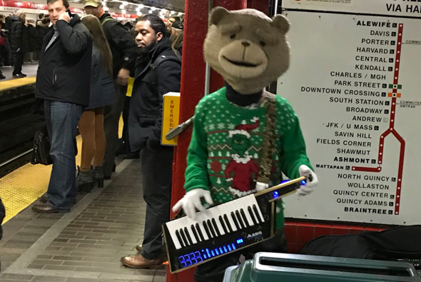 Keytar Bear in the subway
