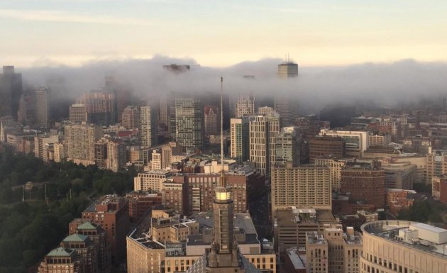 Fog over downtown Boston