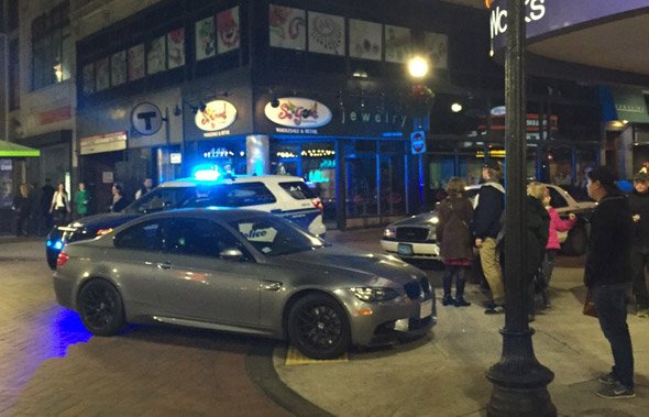 BMW in Downtown Crossing in Boston where it shouldn't be