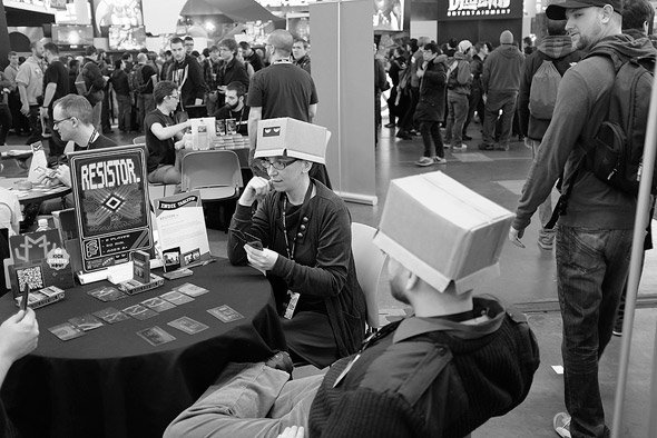 Guys with boxes on their heads at Pax East in Boston