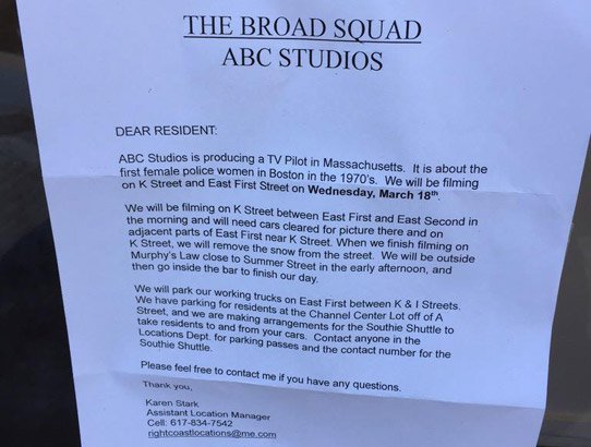 Broad Squad notice hanging in South Boston