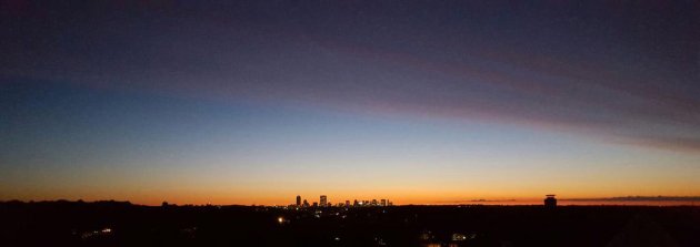Daybreak over downtown Boston