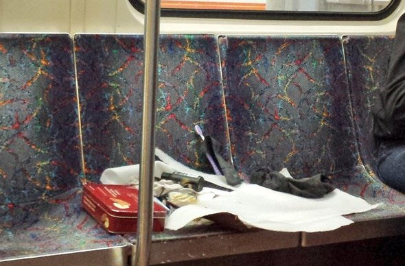 Looks like a purse exploded on the Orange Line
