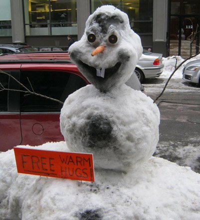 Free ice hugs in the Leather District in downtown Boston