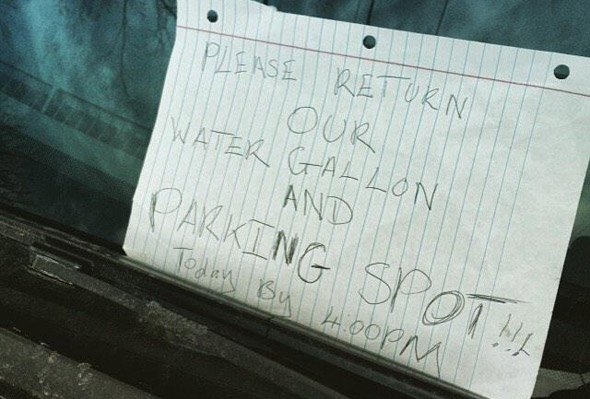 Get out of our parking space by 4 p.m. or else - in Jamaica Plain