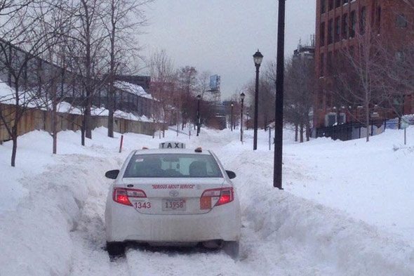 Cab stuck on the East Boston Greenway