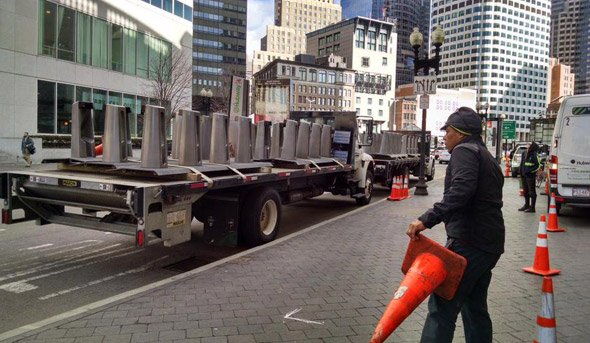 Hubway station being rebuilt on Atlantic Avenue outside Boston's South Station