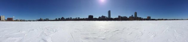 View of Boston from the frozen Charles River
