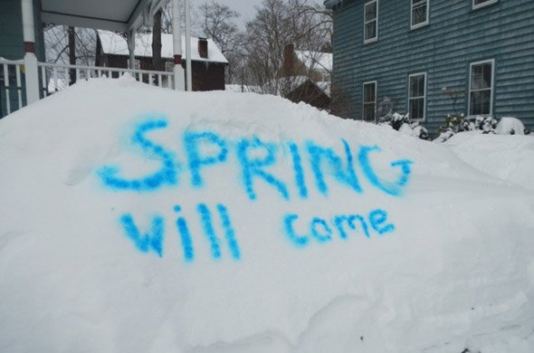 Spring will come in Newton snowbank