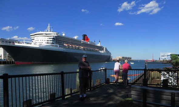Queen Mary 2 at Black Falcon pier in Boston