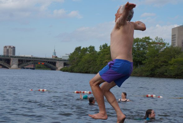 Jumping into the Charles River off the Esplanade